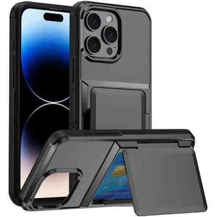 For iPhone 15 Pro Max Kalebol Flip Card Wallet Holder Shockproof Phone Case(Gray)