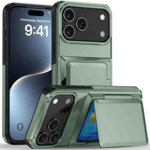 For iPhone 17 Pro Max Kalebol Flip Card Wallet Holder Shockproof Phone Case(Army Green)