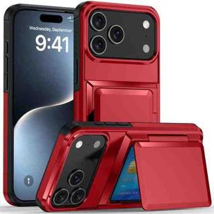 For iPhone 17 Pro Kalebol Flip Card Wallet Holder Shockproof Phone Case(Red)