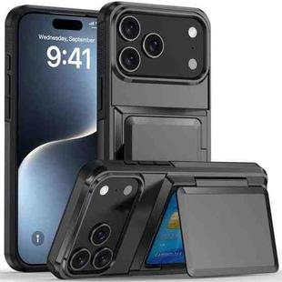 For iPhone 17 Pro Kalebol Flip Card Wallet Holder Shockproof Phone Case(Gray)