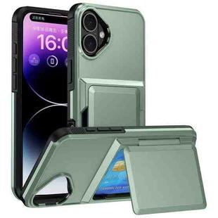 For iPhone 17 Kalebol Flip Card Wallet Holder Shockproof Phone Case(Army Green)
