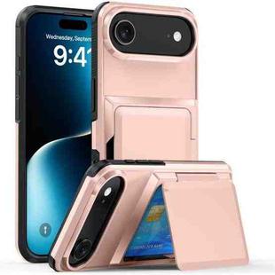 For iPhone 17 Air Kalebol Flip Card Wallet Holder Shockproof Phone Case(Rose Gold)