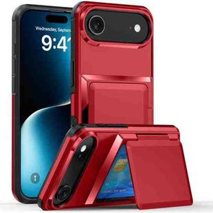 For iPhone 17 Air Kalebol Flip Card Wallet Holder Shockproof Phone Case(Red)