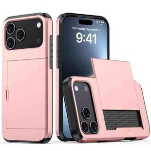 For iPhone 17 Pro Max Kalebol 2 in 1 Shockproof Sliding Card Slot Phone Case(Rose Gold)