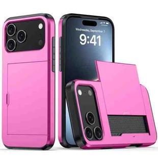 For iPhone 17 Pro Kalebol 2 in 1 Shockproof Sliding Card Slot Phone Case(Pink)