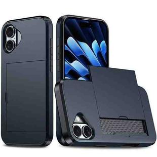 For iPhone 17 Kalebol 2 in 1 Shockproof Sliding Card Slot Phone Case(Navy Blue)