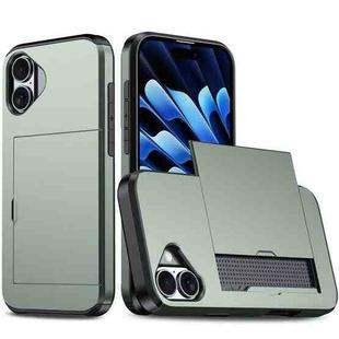 For iPhone 17 Kalebol 2 in 1 Shockproof Sliding Card Slot Phone Case(Army Green)