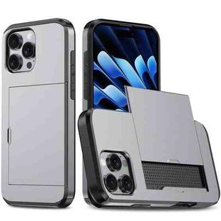 For iPhone 14 Pro Kalebol 2 in 1 Shockproof Sliding Card Slot Phone Case(Gray)