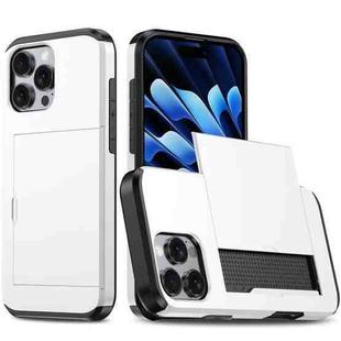 For iPhone 13 Pro Max Kalebol 2 in 1 Shockproof Sliding Card Slot Phone Case(White)