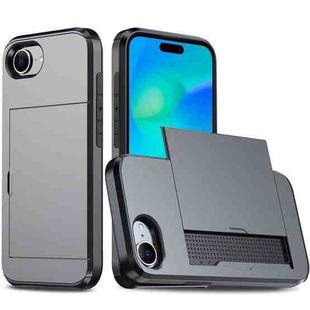 For iPhone 16e Kalebol 2 in 1 Shockproof Sliding Card Slot Phone Case(Gray)