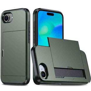 For iPhone 16e Kalebol 2 in 1 Shockproof Sliding Card Slot Phone Case(Army Green)