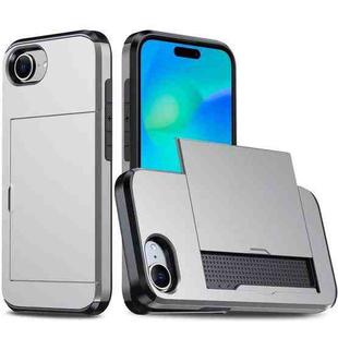 For iPhone 16e Kalebol 2 in 1 Shockproof Sliding Card Slot Phone Case(Silver)