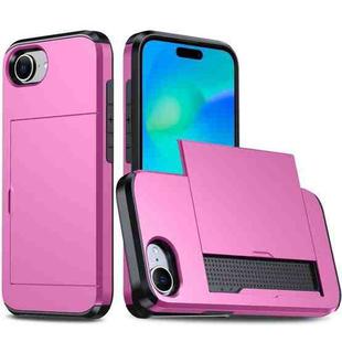 For iPhone 16e Kalebol 2 in 1 Shockproof Sliding Card Slot Phone Case(Pink)