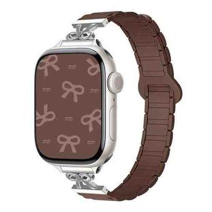For Apple Watch 42mm / 41mm / 40mm / 38mm Bow Small Waist Magnetic Silicone Watch Band(Chocolate)