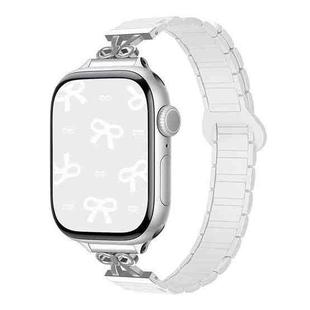 For Apple Watch 42mm / 41mm / 40mm / 38mm Bow Small Waist Magnetic Silicone Watch Band(Ceramic White)