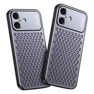 For iPhone 16 Kalebol Metal Cooling Breathable Hollow Phone Case(Gray)