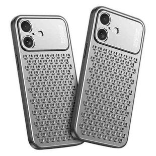 For iPhone 16 Kalebol Metal Cooling Breathable Hollow Phone Case(Silver)
