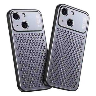 For iPhone 15 Plus Kalebol Metal Cooling Breathable Hollow Phone Case(Gray)