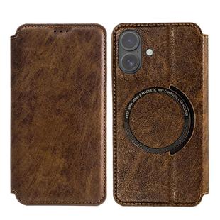 For iPhone 17 Kalebol Flip Card Slot MagSafe Leather Phone Case(Brown)