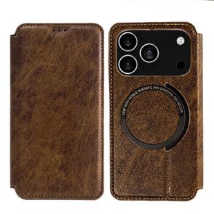 For iPhone 17 Pro Kalebol Flip Card Slot MagSafe Leather Phone Case(Brown)