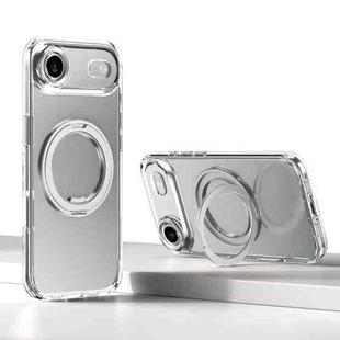 For iPhone 17 Air Kalebol Rotating Magnetic Holder MagSafe Phone Case(Transparent Silver)