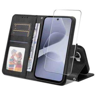 For Infinix Hot 60 5G / Hot 60i 4G ENKAY Card Wallet Calf Texture Leather Phone Case with Screen Film(Black)