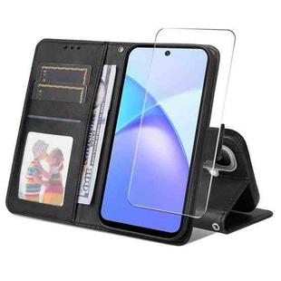 For Tecno Pop 10 ENKAY Card Wallet Calf Texture Leather Phone Case with Screen Film(Black)