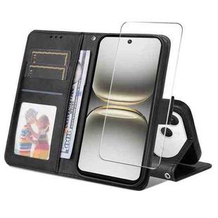 For Tecno Spark 40 4G ENKAY Card Wallet Calf Texture Leather Phone Case with Screen Film(Black)