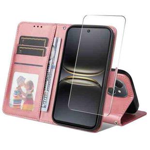 For Tecno Spark 40c ENKAY Card Wallet Calf Texture Leather Phone Case with Screen Film(Pink)