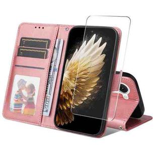 For Tecno Spark 40 Pro ENKAY Card Wallet Calf Texture Leather Phone Case with Screen Film(Pink)
