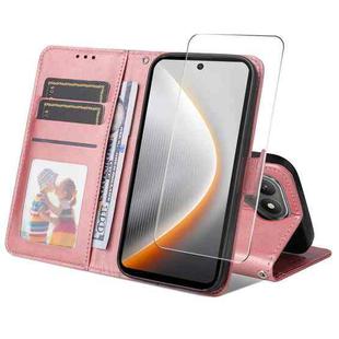 For Tecno Pova 7 ENKAY Card Wallet Calf Texture Leather Phone Case with Screen Film(Pink)