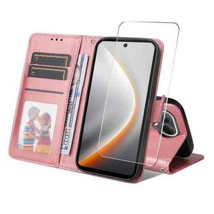For Tecno Pova 7 Ultra 5G ENKAY Card Wallet Calf Texture Leather Phone Case with Screen Film(Pink)