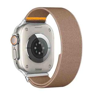 For Apple Watch 46mm / 49mm / 45mm / 44mm Adjustable Single Loop Elastic Nylon Watch Band(Milk Tea)