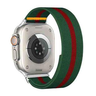 For Apple Watch 42mm / 41mm / 40mm / 38mm Adjustable Single Loop Elastic Nylon Watch Band(Green with Red)
