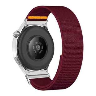 22mm Adjustable Single Loop Elastic Nylon Watch Band(Wine Red)