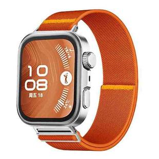 For Huawei Watch Fit3 / Fit4 / Fit4 Pro Adjustable Single Loop Elastic Nylon Watch Band(Orange)