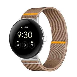 For Google Pixel Watch 3 45mm Adjustable Single Loop Elastic Nylon Watch Band(Milk Tea)