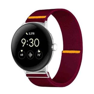 For Google Pixel Watch 3 45mm Adjustable Single Loop Elastic Nylon Watch Band(Wine Red)