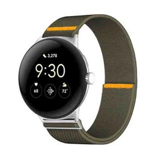 For Google Pixel Watch 3 45mm Adjustable Single Loop Elastic Nylon Watch Band(Army Green)