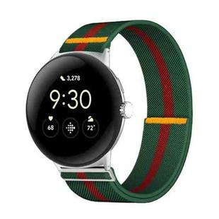 For Google Pixel Watch 3 45mm Adjustable Single Loop Elastic Nylon Watch Band(Green Red)