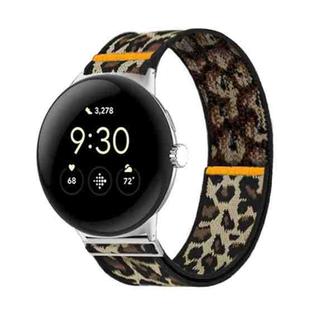 For Google Pixel Watch 3 45mm Adjustable Single Loop Elastic Nylon Watch Band(Leopard Print)