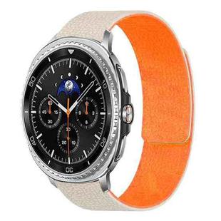For Samsung Galaxy Watch8 / 8 Classic Lychee Texture Soft Magnetic Silicone Watch Band(Starlight Orange)
