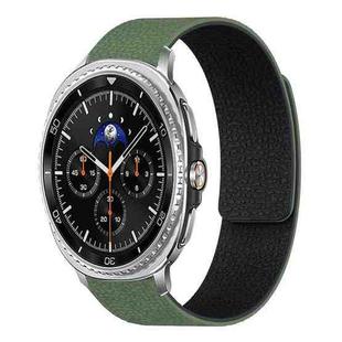 For Samsung Galaxy Watch8 / 8 Classic Lychee Texture Soft Magnetic Silicone Watch Band(Green Black)