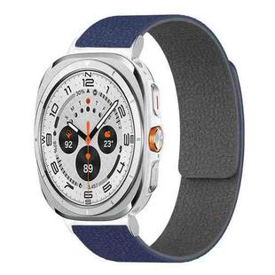 For Samsung Galaxy Watch Ultra 47mm / Ultra 2025 Lychee Texture Soft Magnetic Silicone Watch Band(Blue Gray)