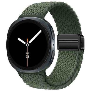 For Samsung Galaxy Watch8 / Watch8 Classic Loop Magnetic Buckle Braided Nylon Watch Band(Dark Olive Green)