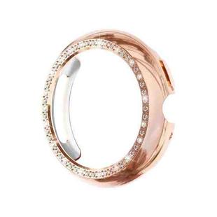 For Google Pixel Watch4 41mm Single Row Diamond Hollow PC Watch Protective Cover(Rose Gold)