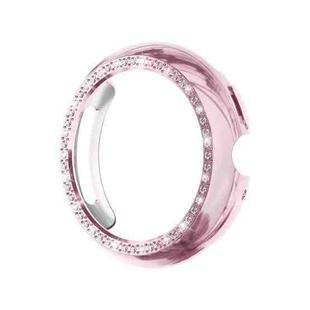 For Google Pixel Watch4 45mm Single Row Diamond Hollow PC Watch Protective Cover(Pink)