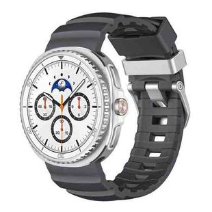 For Samsung Galaxy Watch8 / Watch8 Classic Silver Buckle Silicone Watch Band(Charcoal Black)