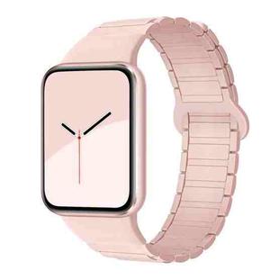For Xiaomi Smart Band 9 Pro / Redmi Watch 5 Tri-Beads Magnetic Silicone Watch Band(Pink Gold)