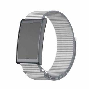 For Amazfit Helio Strap Metal Ring Two Sections Nylon Hook and Loop Fastener Watch Band(Dome Gray)